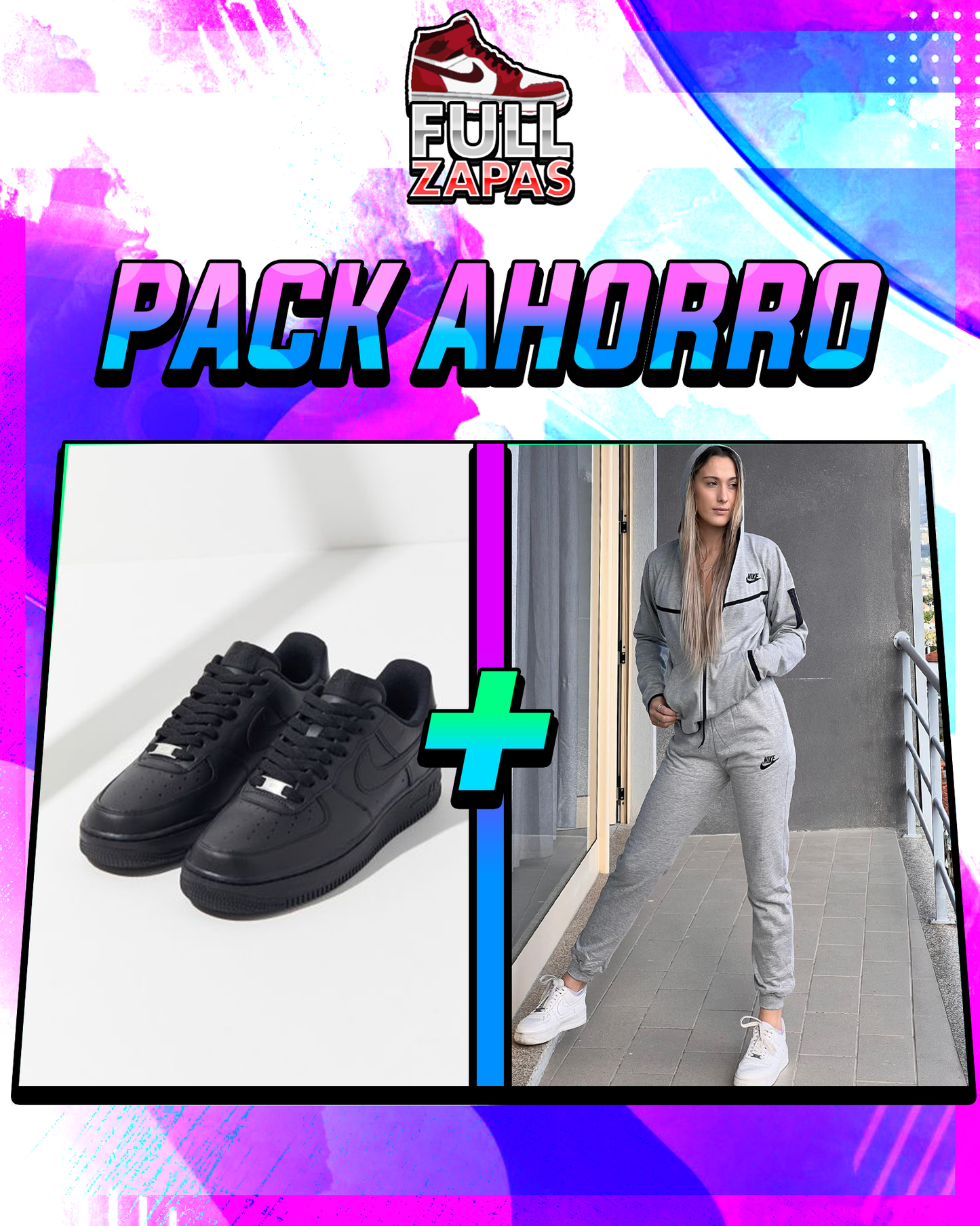 PACK AHORRO Chandal de Nike Tech Gris + NIKE AIR FORCE 1 ’07 Negras
