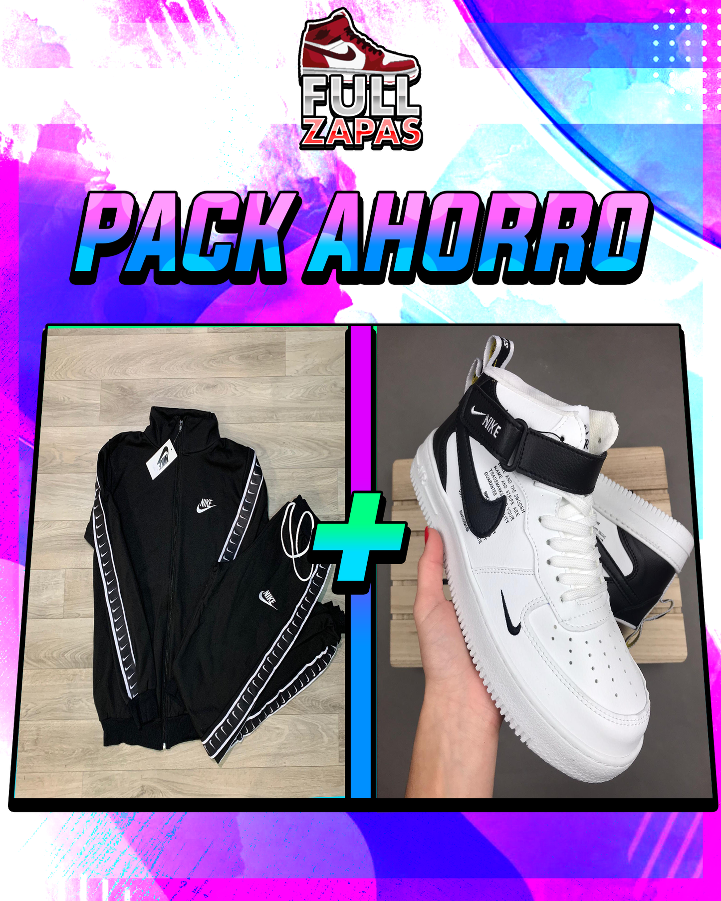 PACK - Conjunto de Nike + Air Force bota Blancas y negras